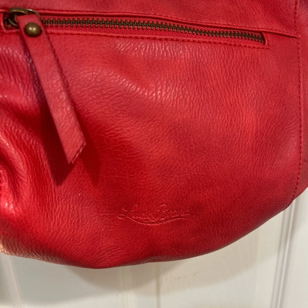 NEW LUCKY BRAND Newport‎ Red Studded Vegan Leather Small Cross-body hobo bag